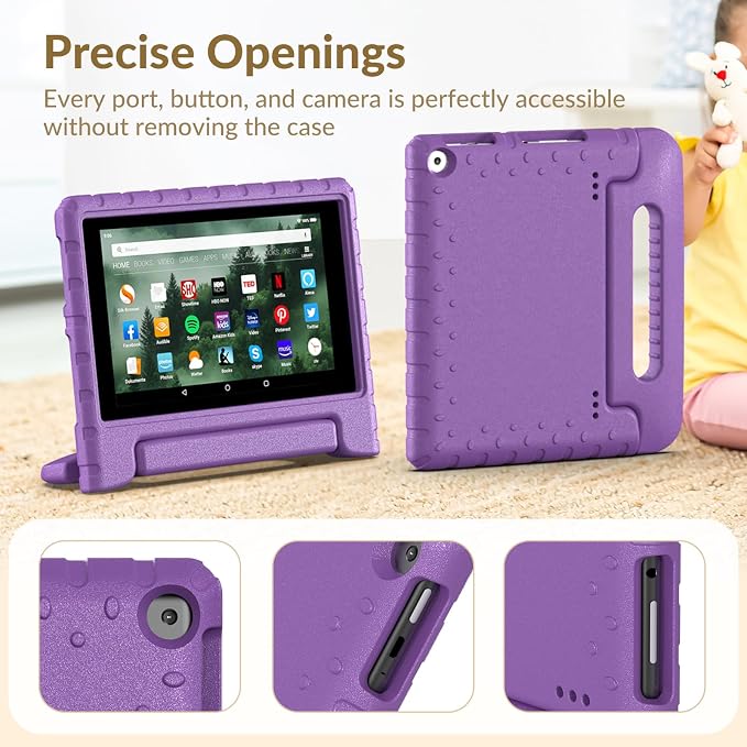 Kids Case for Kindle Fire HD 8 Tablet Case (8th/7th/6th) Shockproof Blue | 2018/2017/2016 Release Lightweight EVA Handle Stand Full Protection For Kids Daily Use