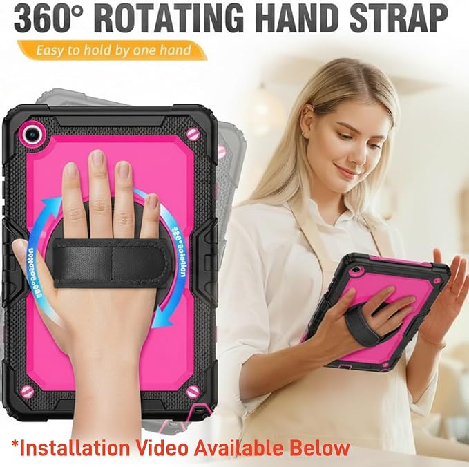 HXCASEAC Case for Samsung Galaxy Tab S6 Lite 10.4 inch Protective with Screen Protector/Hand Strap/S Pen Holder Shockproof S6 Lite Tablet Case 2024/2022/2020 SM-P610 SM-P613 SM-P620 - Black