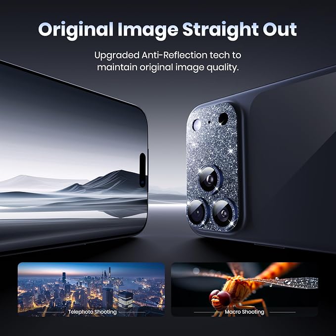for iPhone 17 Pro Camera Lens Protector - 12FT Shatterproof | Military Grade Protection Strong Adsorption 9H+ Tempered Glass Camera Screen Full Protective Cover Case Friendly Black