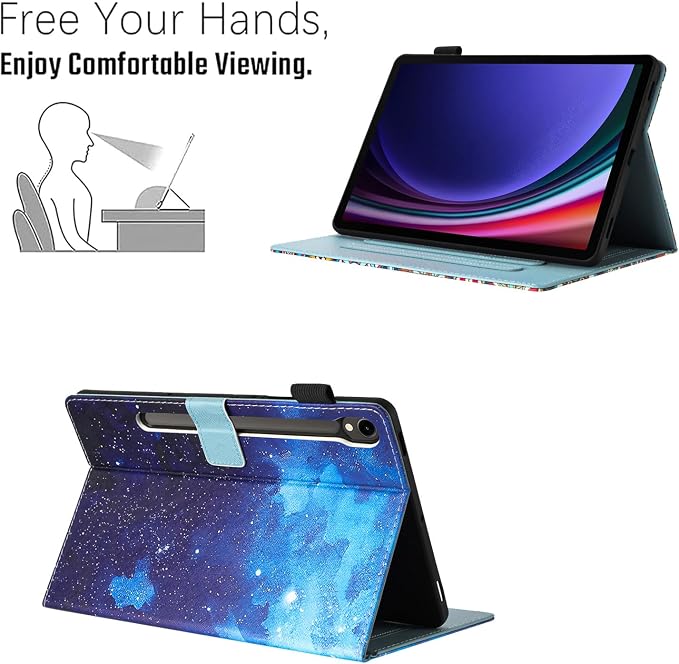 Case for Samsung Galaxy Tab S10 Lite/ S10 FE/ S9 FE 10.9 InchX400/X520/X510 Auto Wake/Sleep Premium PU Leather Folding Stand Cover with Pen Holder &amp Multiple Viewing Angles - Beach