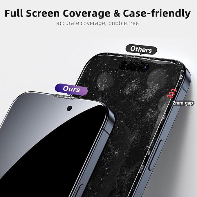 Compatible with iPhone 14 Plus Screen Protector HD Clarity With Automatic Dust Removal and Easy Installation Tool 9H Hardness and Military Grade Shatterproof Tempered Glass