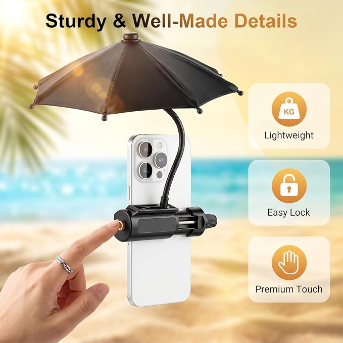 Cell Phone Umbrella for Sun Flexible Angle Design Umbrella Sun Shade for Iphone/android Mini Umbrellas for Phone with Clip
