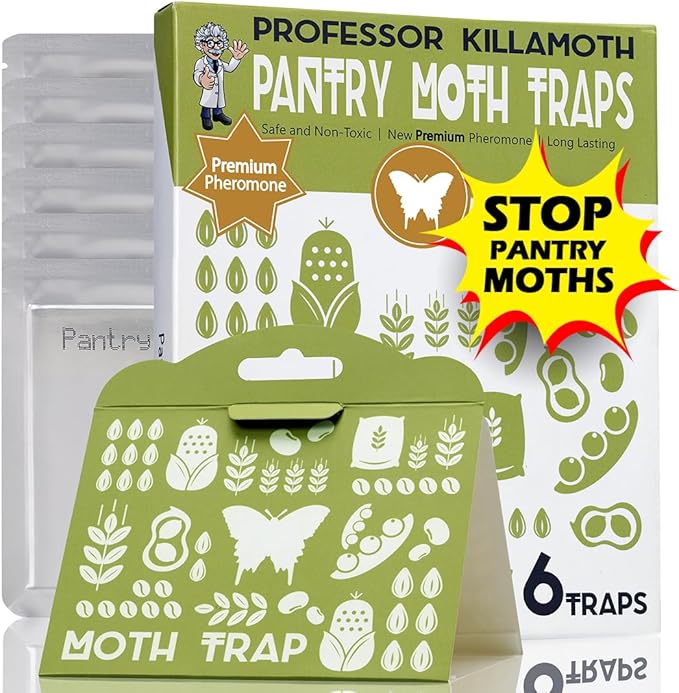 Triple-Strength Pantry Moth Traps 6 Pack – Safe Pheromone Moth Traps for House & Kitchen – Non-Toxic Pantry Pest Solution for Indian Meal Moths
