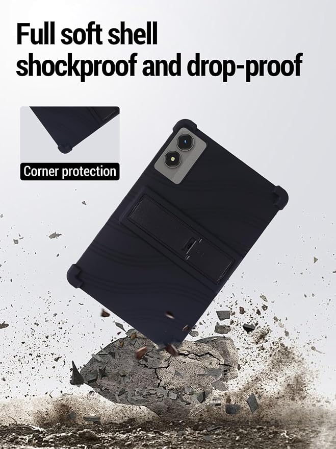 for TABWEE T50 (11 Inch) Android 16 Tablet Protective case ZBAGUG Shockproof Lightweight Silicone Protective Cover with Stand Child-Friendly Protection Easy to Clean Design Black.