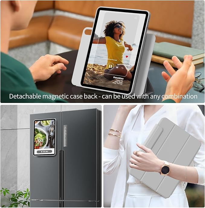 Detachable Case for iPad A16 11th Gen 2025 &amp iPad 10th 2022 Black | Slim Clear hard back TPU frame folio stand Pencil holder and auto wake/sleep for daily school work and light travel use