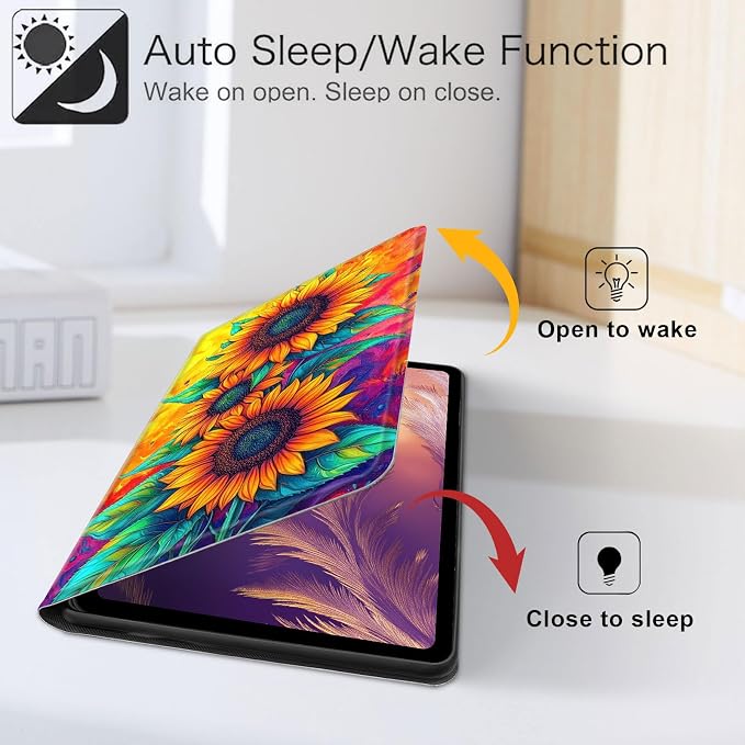 for iPad 11th Generation (A16 2025) 11 / iPad 10th Gen 10.9 2022 Case 360° Rotating PU Leather Stand Cover with Auto Sleep/Wake Shockproof TPU Backl Raccoon Perched