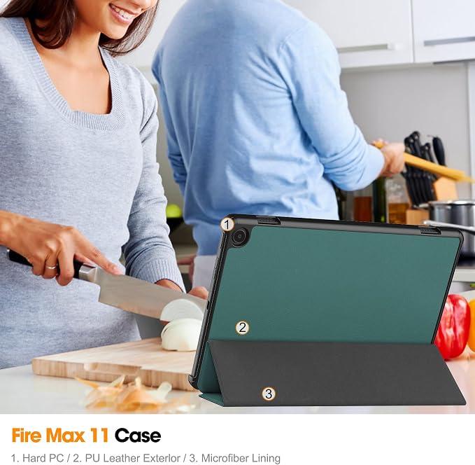 Gylint Case for Fire Max 11 Tablet Folding Folio Ultra-Thin PU Leather Stand Case Cover for Fire Max 11 2023 Release Draw