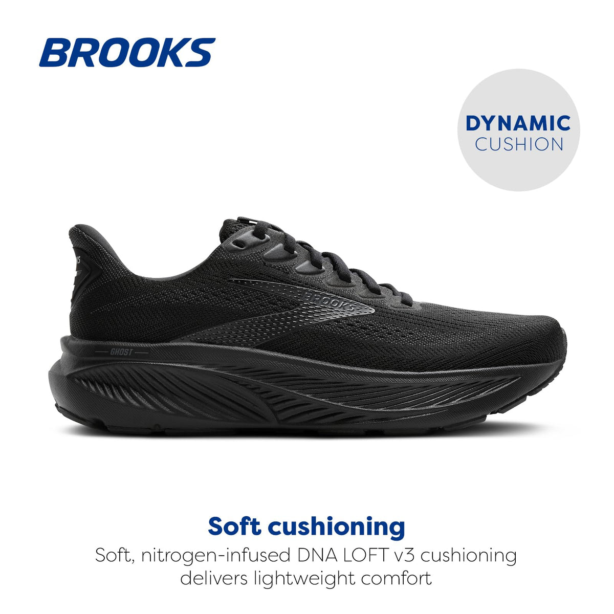 Brooks Women’s Ghost 17 Neutral Running Shoe - Black/Black/Ebony - 7.5 Wide