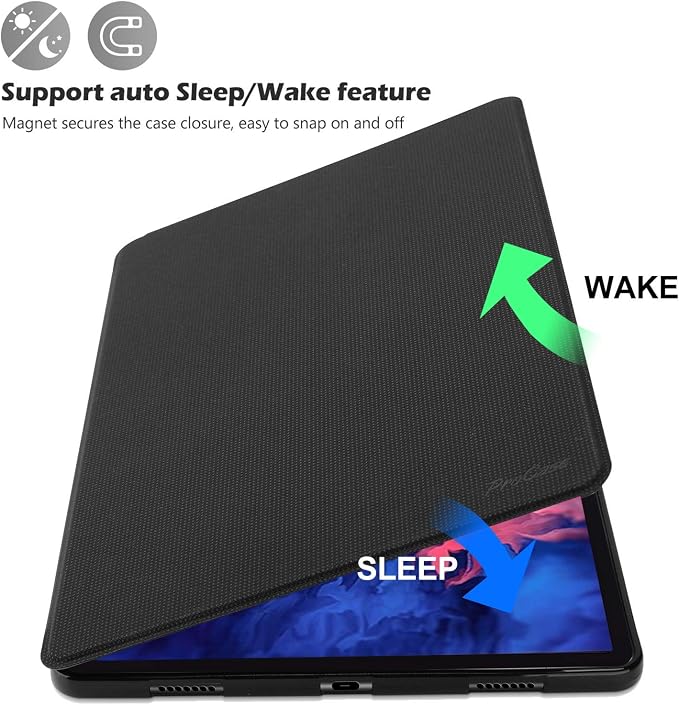 ProCase Slim Shockproof Stand Case for Lenovo Tab P11 / P11 Plus Black | Shockproof Folio Hard Shell Cover Multi-Angle Stand Offers Secure Protection Hands-Free Viewing