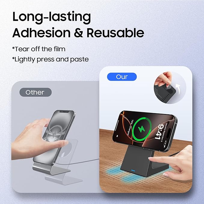 PUY for MagSafe Charger Stand,20W Fast Magnetic Wireless Charging Station with 25W PD Adapter，Stickable Desk Wireless Charger for iPhone 16/15/14/13/12 Pro/Pro Max Series