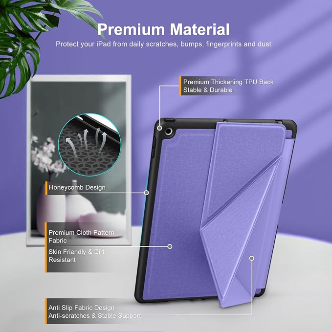 DTTO Foldable Case for for iPad 9th/8th/7th Generation 10.2-inch Black | Origami Magnetic Standing Cover with Pencil Holder，Vertical &amp Horizontal angles Auto Sleep/Wake