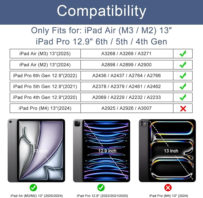 Soke Case for iPad Air 13 Inch (M4/M3/M22026-2024) iPad Pro 12.9 6th/5th Generation with Pencil Holder(2021 2022 Release)-[Apple Pencil Charging + Auto Wake/Sleep] Soft Back Cover Book Black