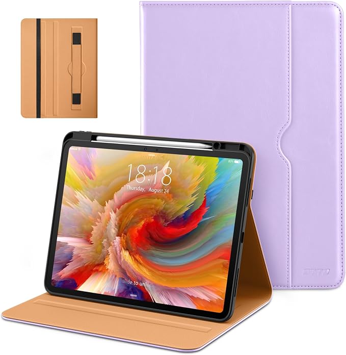 DTTO for iPad Pro 13 Inch Case (M5) 2025 / (M4) 2024 Brown | Premium Leather Business Cover with Pencil Holder Hand Strap &amp Pocket Corner Protection Auto Sleep/Wake Multiple Angles