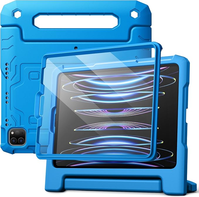 JETech Kids Case for iPad 6th/5th Gen 9.7 (2018/2017) Black | Built-in Screen Protector 360° Rotating Handle Stand Shockproof Full-Body Protection Kid-Friendly Design