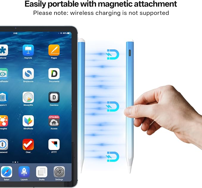 Stylus Pen for iPad Pro with Fast Charging Tilt Function Palm Rejection | Compatible with iPad 2018-2025: Works with iPad Pro Air Mini and iPad models for writing drawing and note-taking