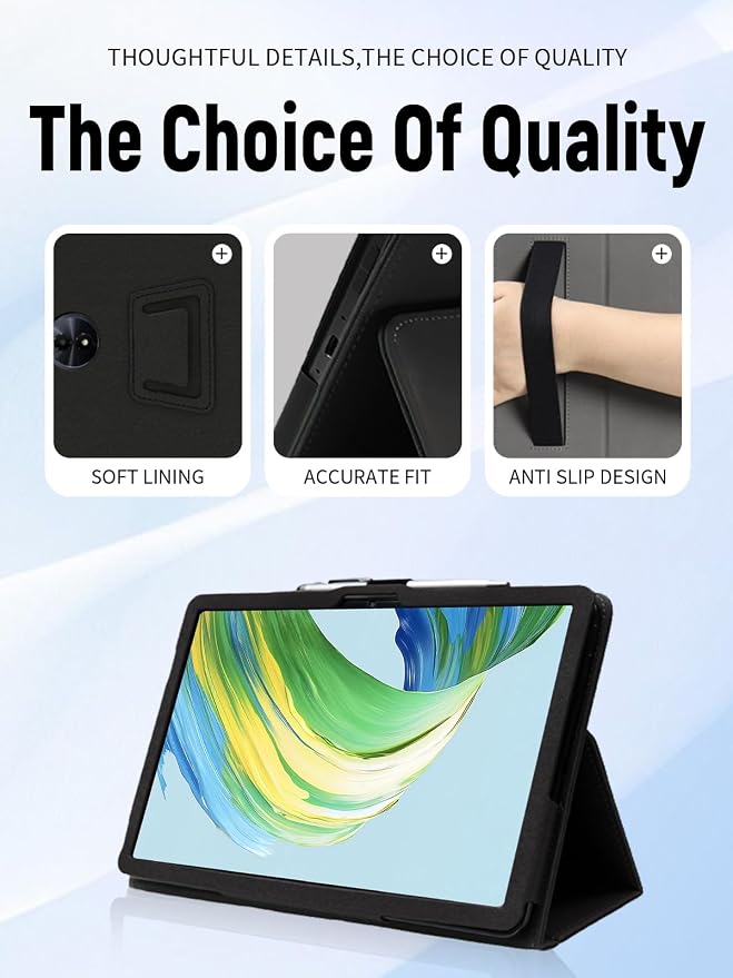 11 Case for TCL NXTPAPER 11 Gen 2 Tablet 9465X (Black) | PU Leather Folding Cover with Pen Holder and Wrist Strap Business Travel Portable