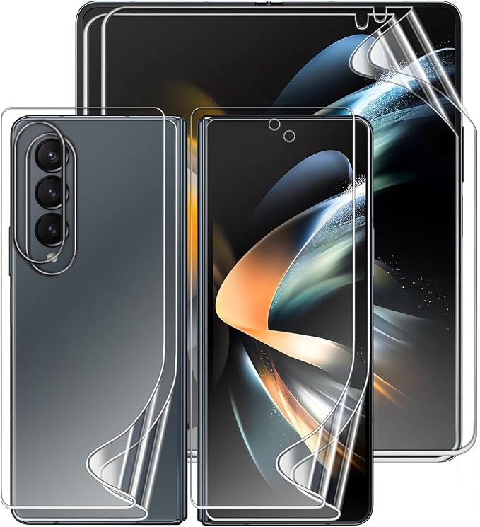2 Sets Screen Protector for Samsung Galaxy Z Fold 4 7.6 High Definition Clear Soft TPU Screen Protector 2 Front + 2 Inner Flexible Film Hydrogel Self-Healing Bubble-Free