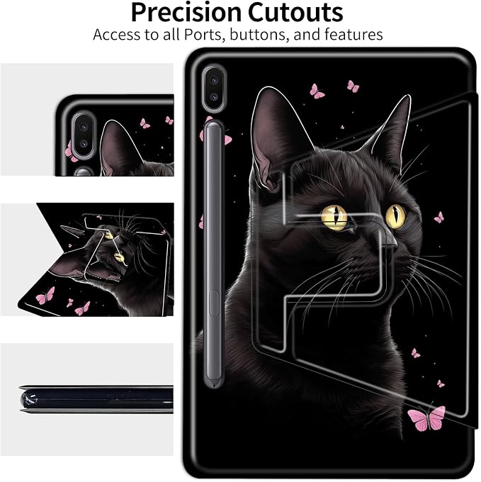 for Samsung Galaxy Tab S6 (10.5 inch) Tablet 2019 release-360 Degree Rotating Stand PU Leather Cover with Auto Wake/Sleep + S Pen HolderArt Butterfly
