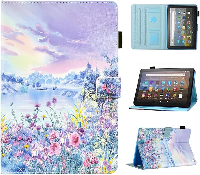 Case for Kindle Fire HD 10 &amp Fire HD 10 Plus 13th/11th Generation 2023 2021 | Synthetic Leather Flip Folio Stand Cover with Auto Wake/Sleep for Kindle Fire HD 10 &amp Fire HD 10 Plus Beach
