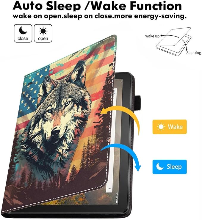 Case for Amazon Kindle Fire HD 10 Tablet 10.1 (9th/7th Generation 2019/2017 Release) Slim Folding Stand Folio Cover with Card Slot &amp Auto Wake/Sleep - African American Girl
