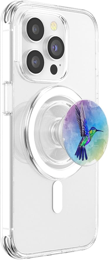 Colorful Watercolor Nature Blue Hummingbird Colorful Bird PopSockets Adhesive PopGrip