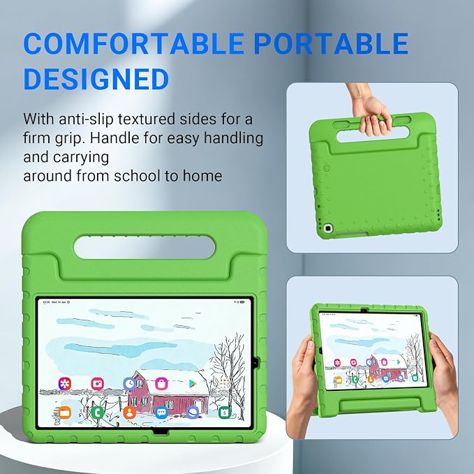 Kids Case for Samsung Galaxy Tab S6 Lite 10.4 Inch with S Pen Holder Black | Fits 2024/2020/2022 Released Shockproof EVA Lightweight Foldable Handle Stand Washable Kids-Friendly