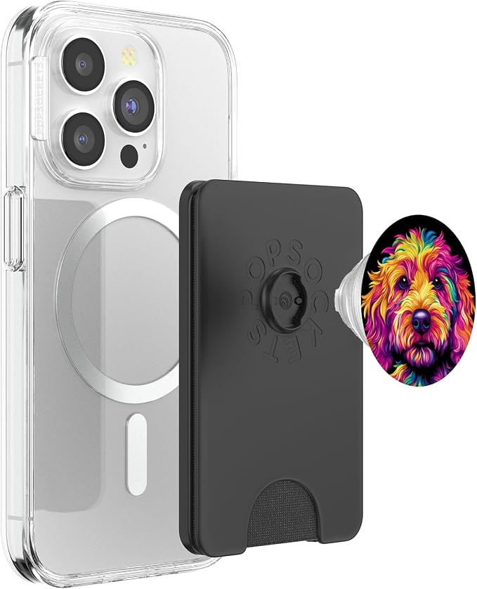 Colorful Goldendoodle Face Golden Doodle Dog Lover Black PopSockets PopGrip for MagSafe