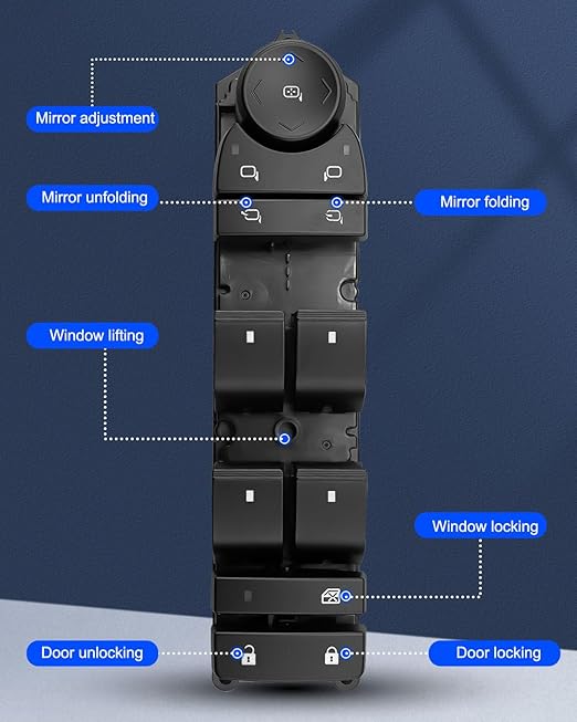 15906883 Power Master Control Window Switch Fit for Chevy Suburban 1500 2500 2007 2008 GMC Yukon XL 1500 2500 2007 2008 Escalade 2007 2008, Driver Side Mirror Switch Replace 15118557 DWS1620 1S17262