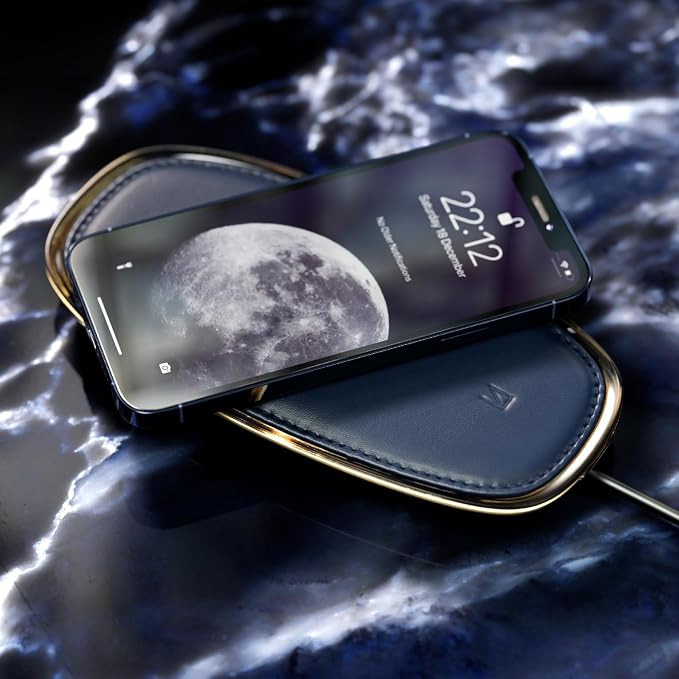 Lunar Artefacts Wireless Charger Lunar Midnight Blue Chrome Plated Brass