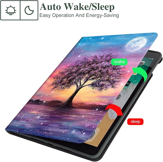 Lokigo Case for iPad 9th/8th/7th Gen 10.2 Air 3rd/Pro10.5 Aurora Forest | Protective Folio Soft Back Cover Pencil Holder for Teens/Students/Office Staffs 4 Angles Viewing Stand Auto Wake/Sleep