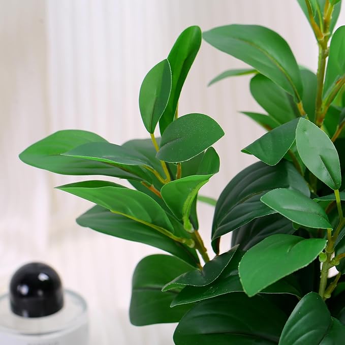 NASAMA Artificial Plants Decor Greenery Potted Fake Plant with Rustic Black Clay Planter for Restaurant Bathroom Bedroom Kitchen Office Table Desk Decor (Height 13")