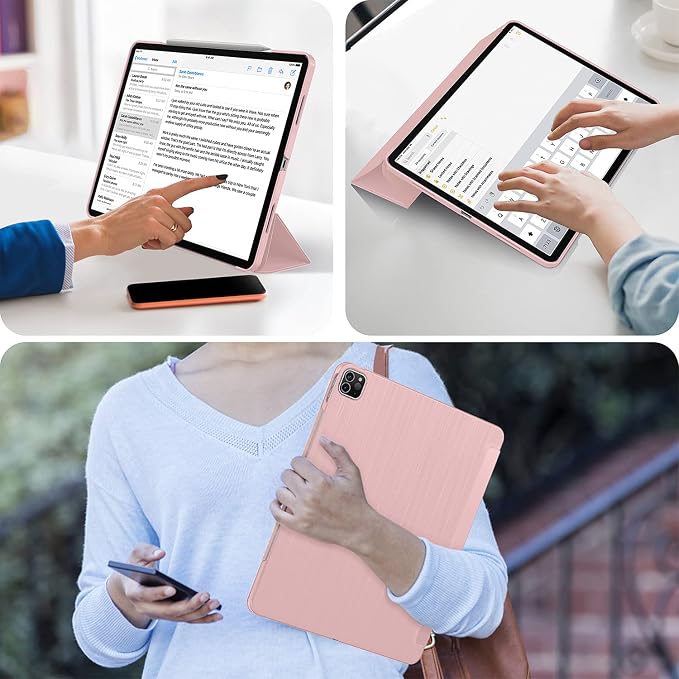 Soke Case for iPad Air 13 Inch (M3/M2) 2025/2024iPad Pro 12.9 2022 2021(6th 5th Generation) - [Slim Trifold Stand + Auto Wake/Sleep]Protective Hard PC Back Cover (Black)