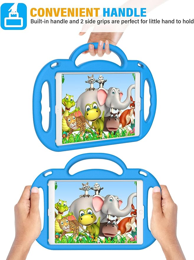 SUPLIK Kids Case for iPad 5th/6th Generation (9.7 inch 2017/2018) iPad Air 1 &amp Air 2 &amp Pro 9.7 Case with Shoulder Strap Handle Stand for Apple iPad 5/6 &amp iPad Air 1st/2nd Gen Black