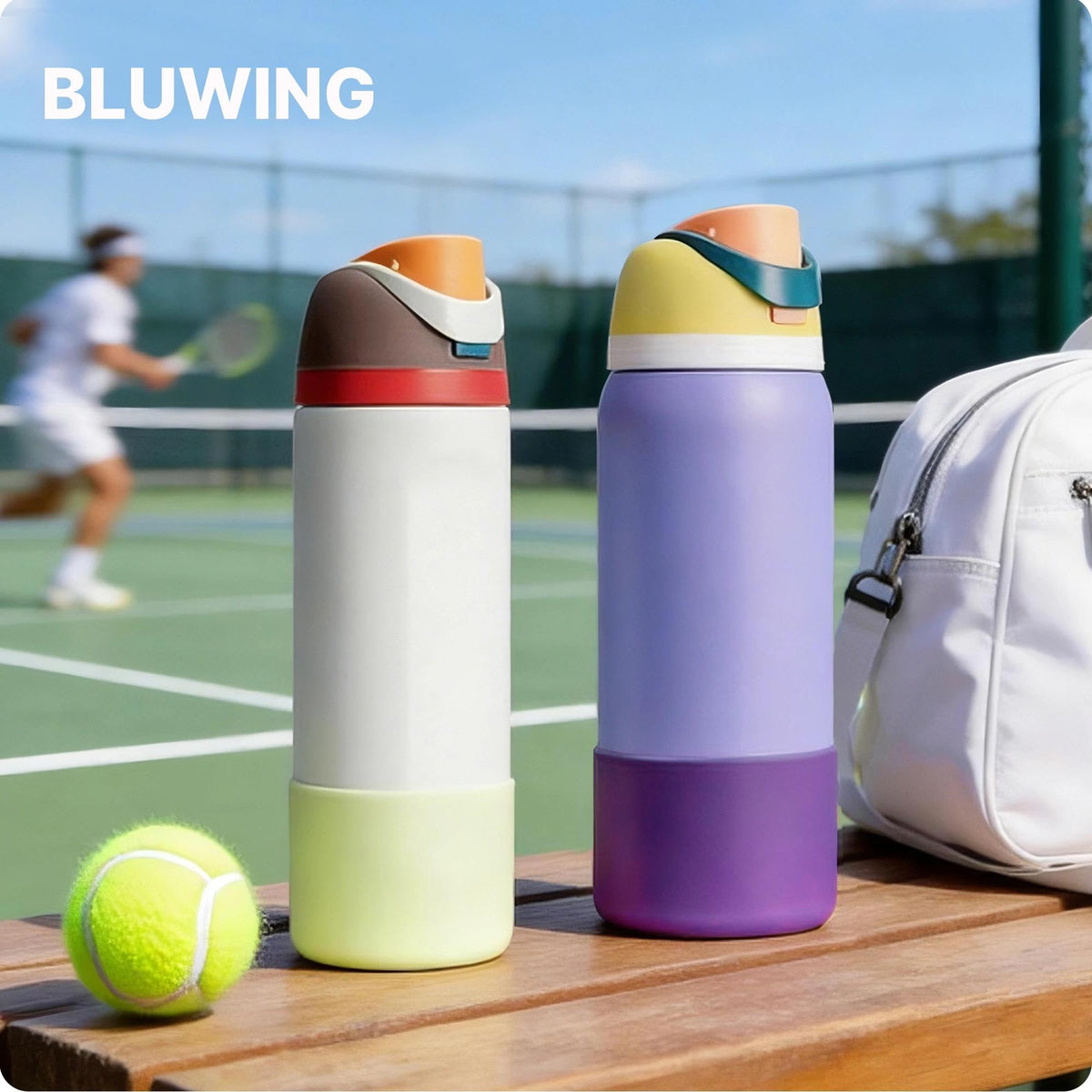 Bluwing Silicone Water Bottle Boot for Owala 24 oz, Anti-Slip Protective Sleeve Bottom for Owala 24oz FreeSip/Twist/Flip Insulated Water Bottle(Glitter Purple)