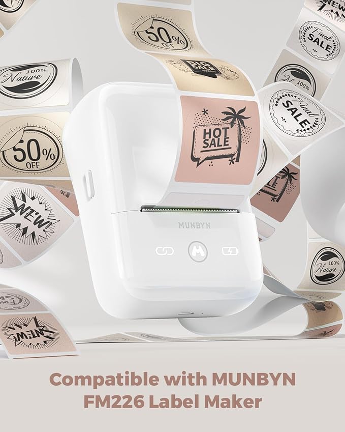 MUNBYN 2 Inch Thermal Labels Round, 2 Inch Thermal Label Stickers for Candle, Baking, 150 Sheets/1 Roll