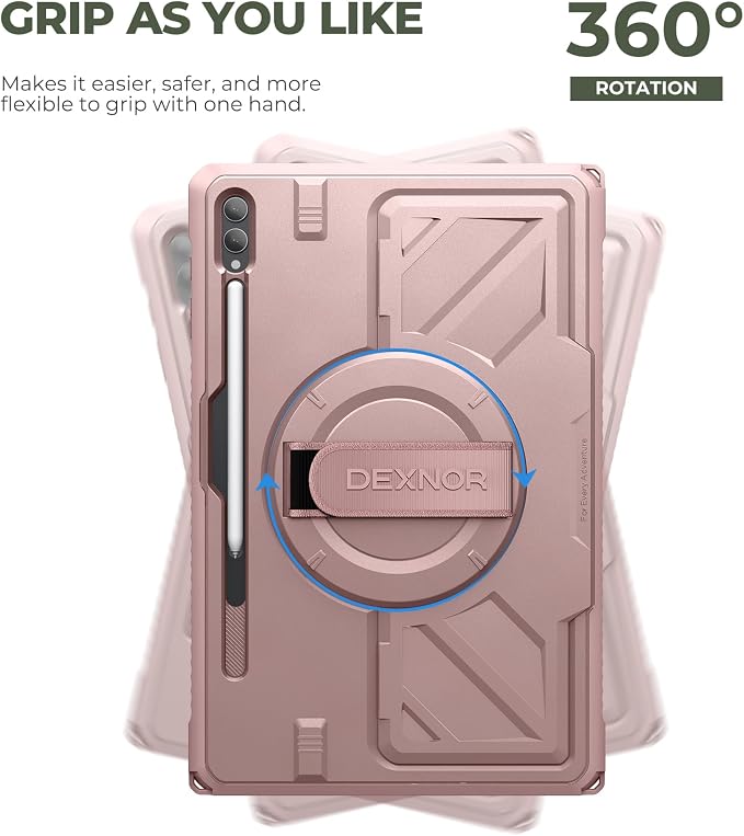 Dexnor Case for Samsung Galaxy Tab A11+/A11 Plus 11 inch 2025 Rugged Protective Case with 360° Rotating Hand Strap &amp Large Steady Stand &amp Screen Protector Shockproof Full-Body Bumper Cover B