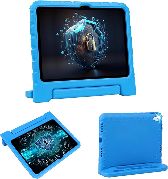 Heavy Duty Kids Case for iPad 10th/11th(A16) Pencil Holder Stand | Rugged Protection Cover for 11/10.9-inch iPad 2025/2022 Lightweight EVA Foam Anti-slip for Home School Travel Blue