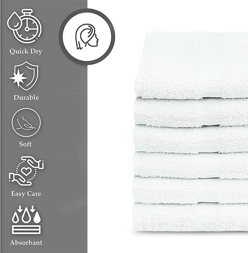 GOLD TEXTILES Bulk Bath Towels White 12 Pack (22x44 Inches) Economy Light Weight Easycare