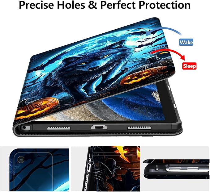 Case for Fire 7 2019/2017/2015Black Cat Purple Roses | DIGTIALL Slim Cover for Fire 7 Tablet 9th/7th/5th Gen 7.0 Folding Stand Protective Case Auto Sleep/Wake Smart Shell