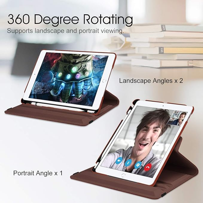 Fintie 360° Rotating Case for iPad 9th / 8th / 7th Generation 10.2 Inch | Swivel Stand Portrait &amp Landscape Viewing Shockproof Cover with Pencil Holder Auto Wake/Sleep Aqua Wave