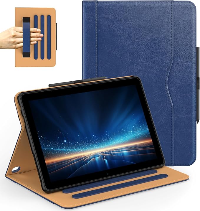 ZoneFoker for 10 Tablet Case (13th/11th Generation 2023/2021 Released) PU Leather Folio Cover with Multi-Angle Stand/Pen Holder Auto Wake/Sleep for 10/10 Plus Black+Black