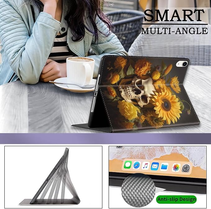 Case for iPad (A16) 11th Generation 11 Inch 2025 / iPad 10th Generation 10.9 Inch 2022 Ultra-Thin Multi-Angle Protective Cover with Auto Sleep/Wake A Dark Horse