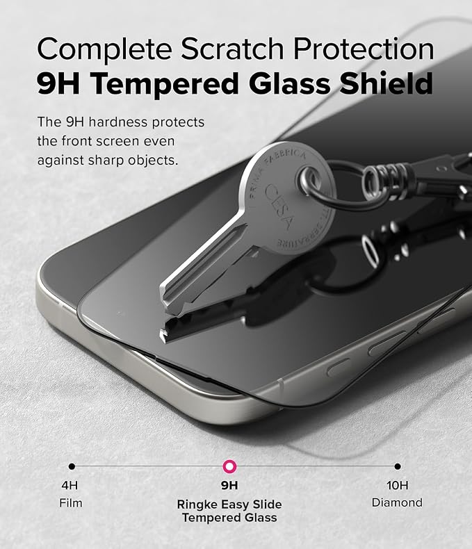 Ringke for iPhone 16/15 Screen Protector [Easy Slide 2 Pack] | Easy Installation with Alignment Tool Case Friendly Premium 9H Hardness Tempered Glass