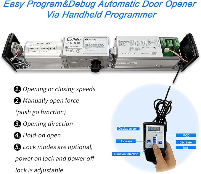 Olideauto ADA Automatic Door Opener Touchless Sensor Open Door+2PCS Wired Square 4.5'' Handicap Wave Sensor Switch Olide-513N and 1PCS Wired Top Safety Motion Sensor