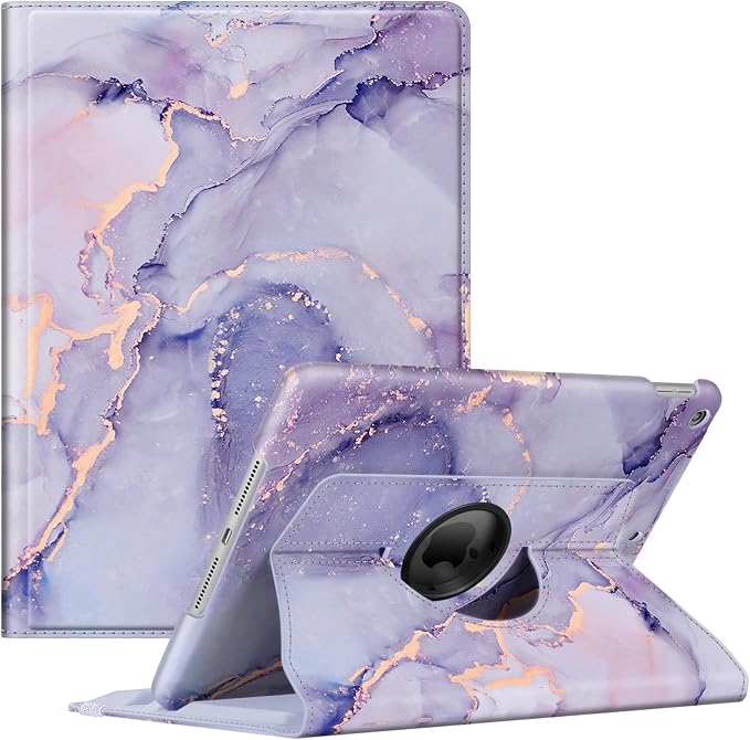 Fintie 360° Rotating Case for iPad 9th / 8th / 7th Generation 10.2 Inch | Swivel Stand Portrait &amp Landscape Viewing Shockproof Cover with Pencil Holder Auto Wake/Sleep Aqua Wave