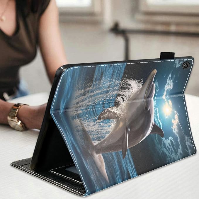 Case for Amazon Kindle Fire HD 10 Tablet 10.1 (9th/7th Generation 2019/2017 Release) Slim Folding Stand Folio Cover with Card Slot &amp Auto Wake/Sleep - African American Girl