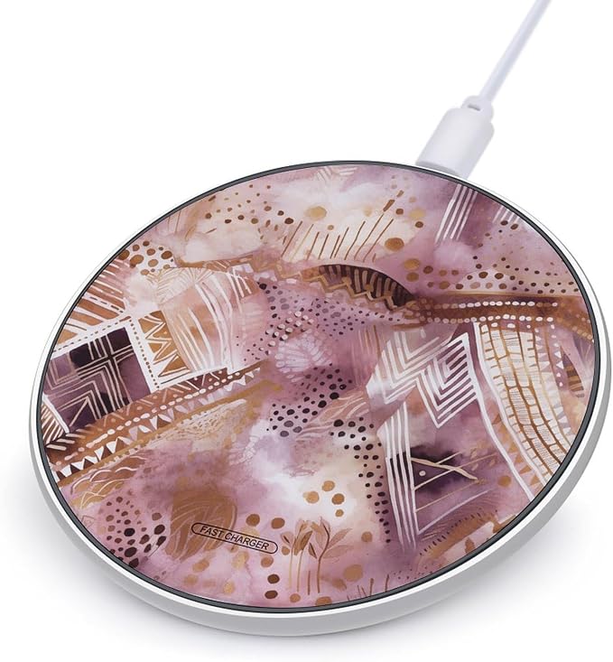 Pretty Peach Pattern Wireless Charger Portable Fast Charging Pad Lightweight Wireless Charging Pad 10W Slim Charging Station for Phone Charger Mat for Travel Home Office Desk
