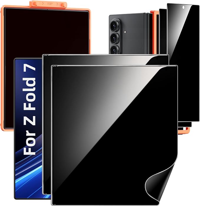 Hoerrye for Samsung Galaxy Z Fold 7 30° Privacy Screen Protector - [with Auto Align Frame Accessories] [2 Pack Inside Flexible TPU Film + 2 Pack Front Tempered Glass] No CreasesNo Bubbles | Auto Alig