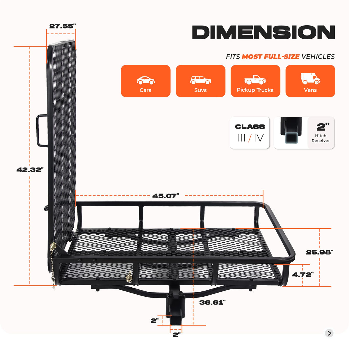 ALMULOO Hitch Mount Carrier with Folding Ramp for Wheelchairs and Lawn
