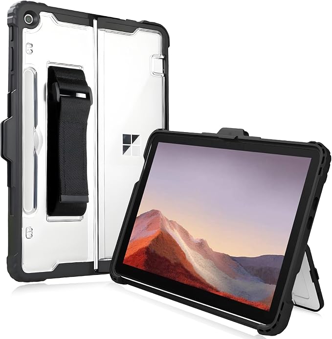 for Microsoft Surface Pro12 Case 1st Edition 12 Inch 2025Heavy Duty Rugged Protective Tablet Cover Kickstand Case (Black)